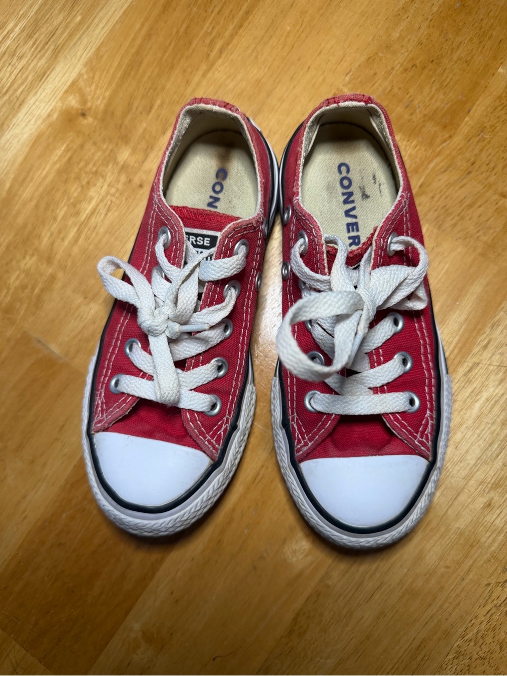 Converse All Star Unisex Kids Red Canvas Low Top Lace-Up Sneakers US 11